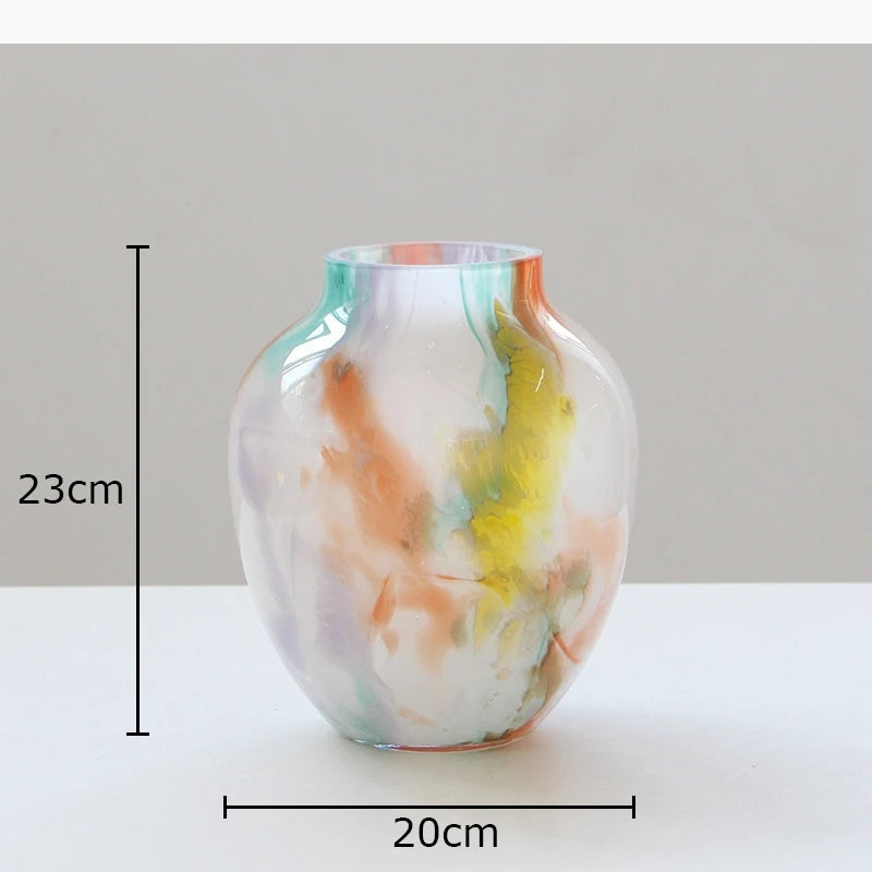 vases modernes abstraits multicolores effet aquarelle branches fleurs petits cailloux