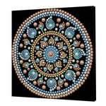 tableau décoratif mandala bleu blanc doré rose vert jaune violet orange contemporain 25x25cm