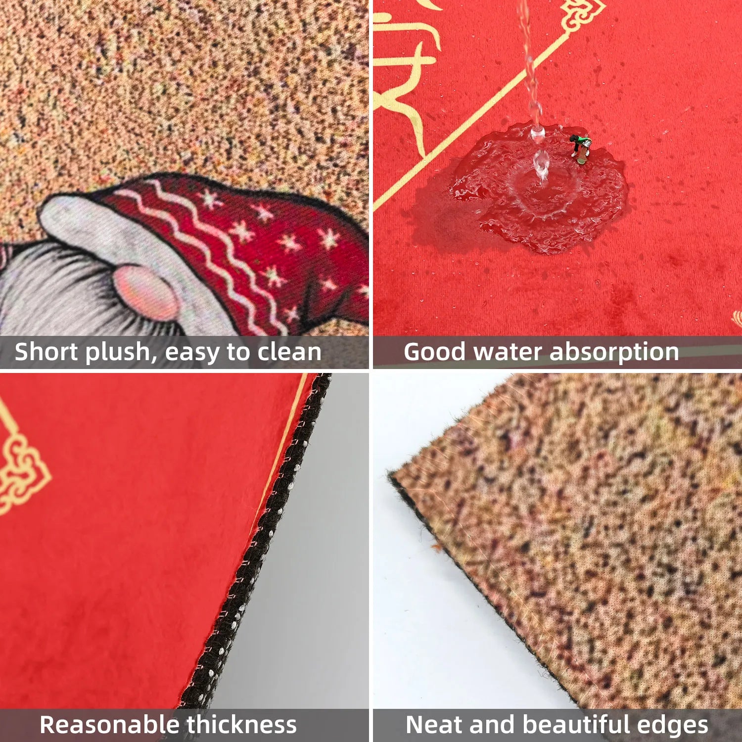 Paillasson rouge de Noël avec design Gnome pour intérieur
