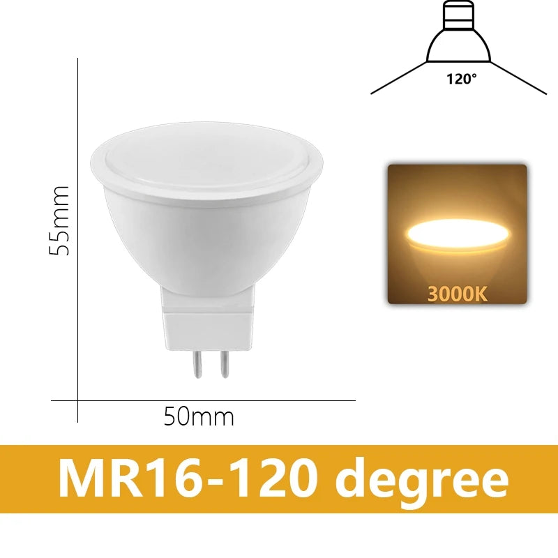 ampoules led blanc modernes 3w 5w 6w 7w 12v 3000k 4000k 6000k 120° 38°