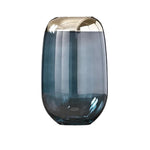 vase transparent moderne fleurs artificielles bleu doré élégant bouche vase 10cm largeur 16cm hauteur