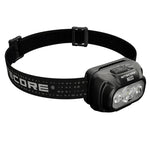 lampe frontale rechargeable led triple sortie usb noir sangle élastique 180 degrés