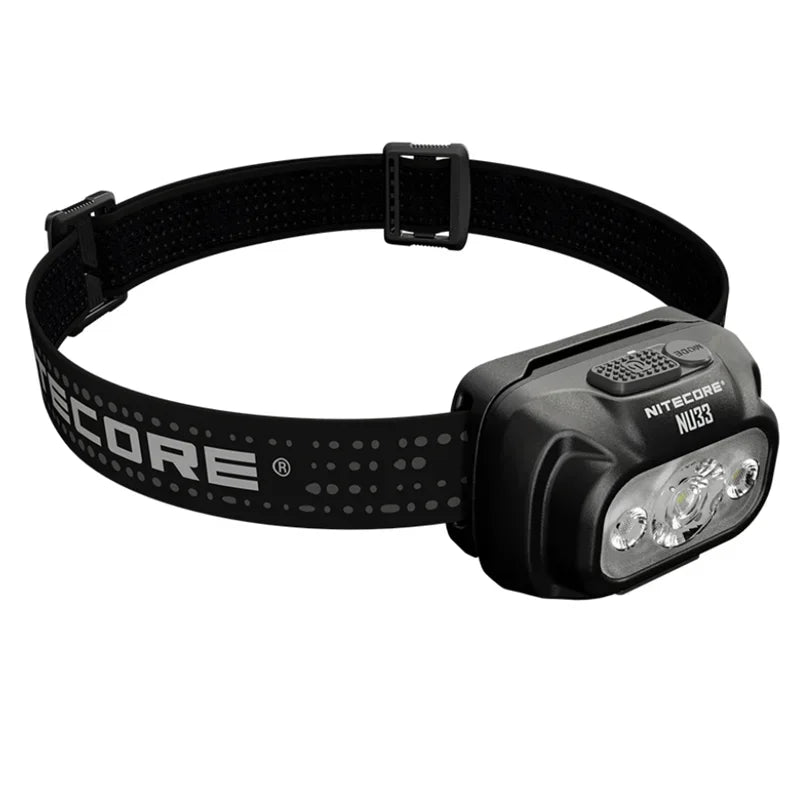 lampe frontale rechargeable led triple sortie usb noir sangle élastique 180 degrés