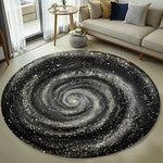 tapis rond moderne nébuleuse spirale galactique noir blanc gris cosmique floral chambre extérieur