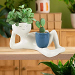 porte pots résine blanche moderne succulentes cactus plante humoristique decoration intérieure