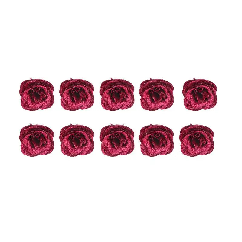 lot dix têtes roses artificielles pailletées décoration mariage fête maison fleur