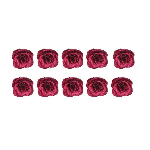 lot dix têtes roses artificielles pailletées décoration mariage fête maison fleur