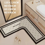 tapis sol moderne minimaliste gris clair noir motif géométrique adhésif durable polyester vinyle