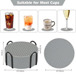 coasters silicone gris moderne antidérapants hexagonaux pack 12pcs tasses chaudes froides respectueux environnement