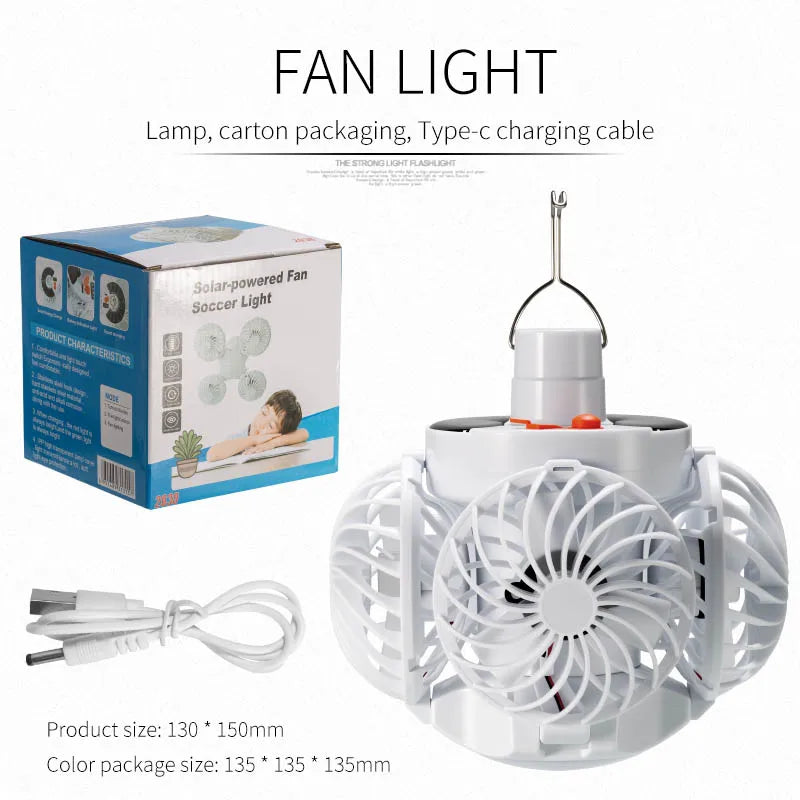 lampe ventilateur moderne blanc pliable rechargeable led interrupteur toucher solar campingextérieur