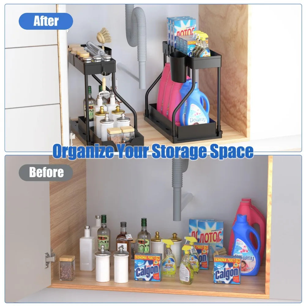 rack rangement noir moderne bouteilles nettoyants cuisine salle bain