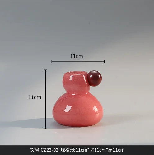 vases verre moderne couleurs vives rouge rose vert jaune orange minimaliste boule