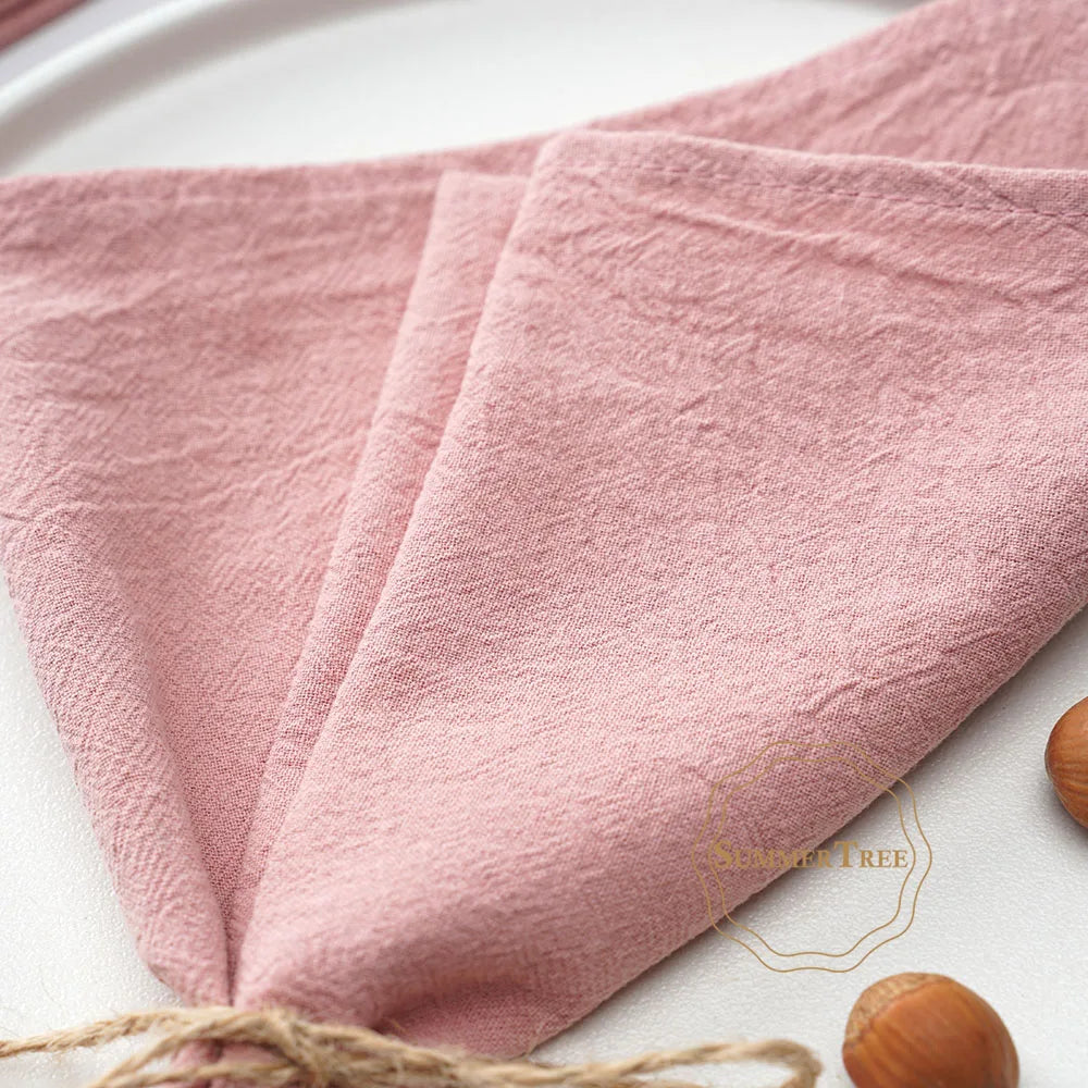 serviettes table coton rose pâle texture lin classique réutilisable 40x40cm