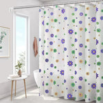 rideau douche moderne motifs floraux couleurs variées opaques anneaux métalliques 150cm 180cm