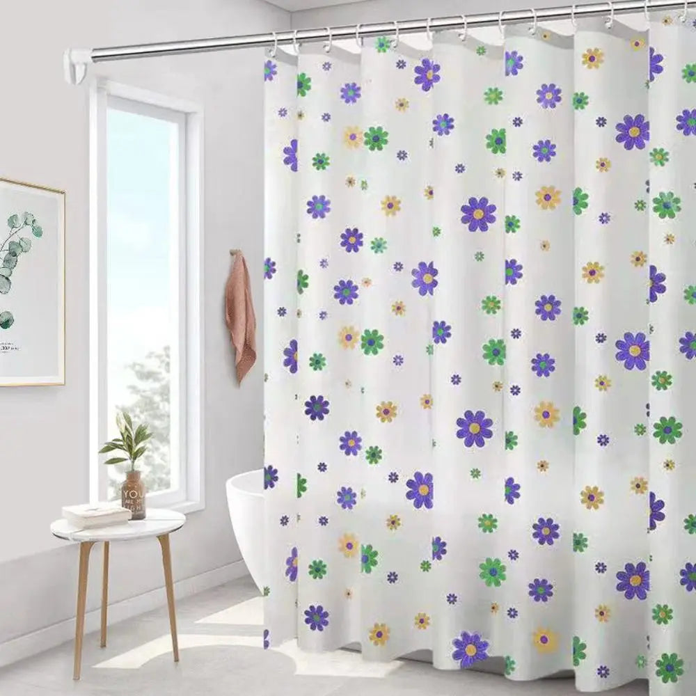 rideau douche moderne motifs floraux couleurs variées opaques anneaux métalliques 150cm 180cm