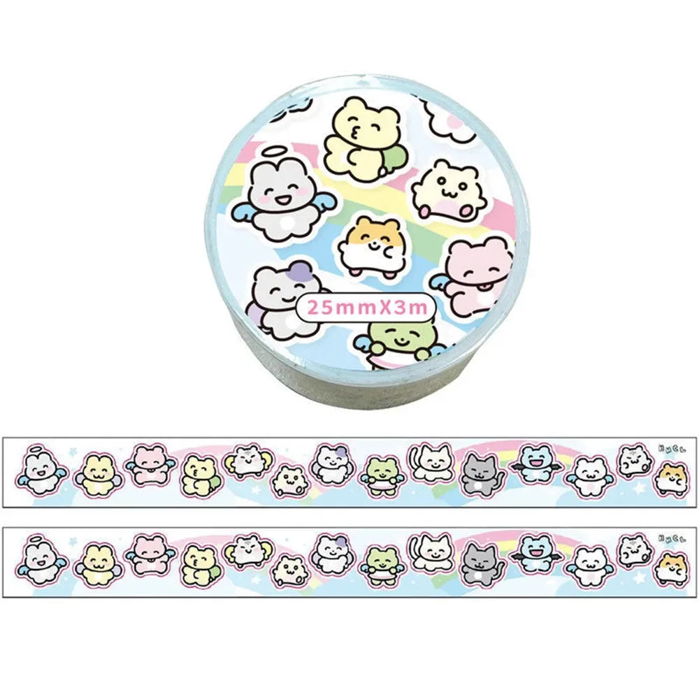 ruban adhésif kawaii dessins animés jaune rose bleu blanc mignon chiens chats personnages