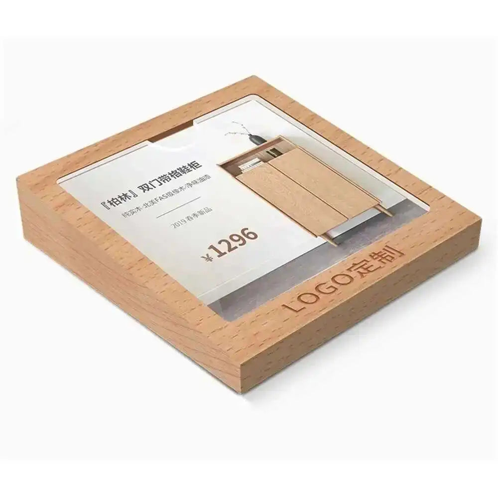 support carte visite bois naturel blanc moderne minimaliste 150x100mm environnement friendly certifié