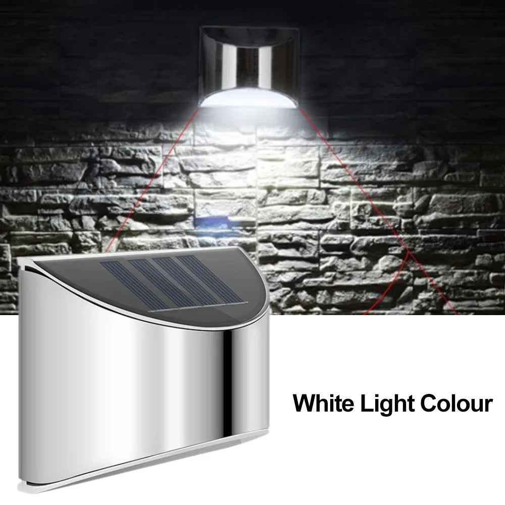 lampe solaire murale argentée moderne adhésive led ip55 extérieure jardin patio