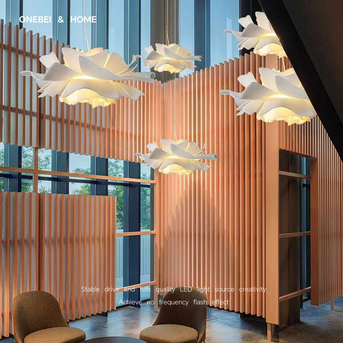 suspension lumineuse moderne fleur stylisée blanc opaque salon chambre étude 220v acrylique