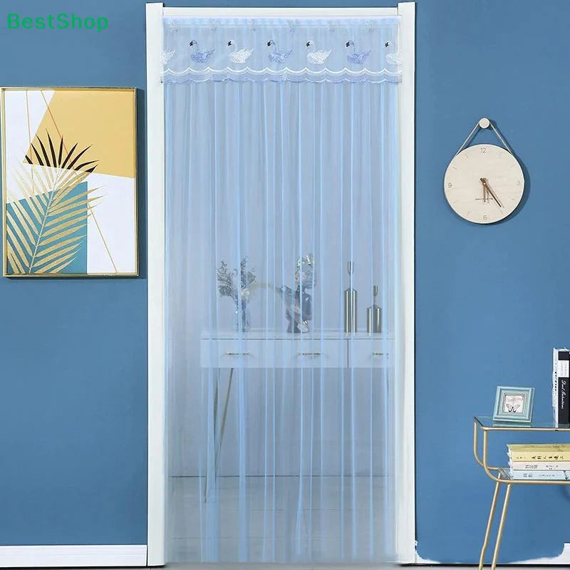 rideau porte autoagrippant violet bleu clair motif personnages transparent moderne