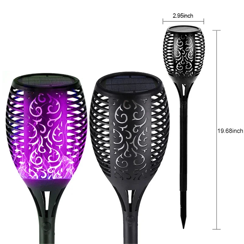 lumière solaire flamme moderne noire ornementale fixée piquet patio extérieur