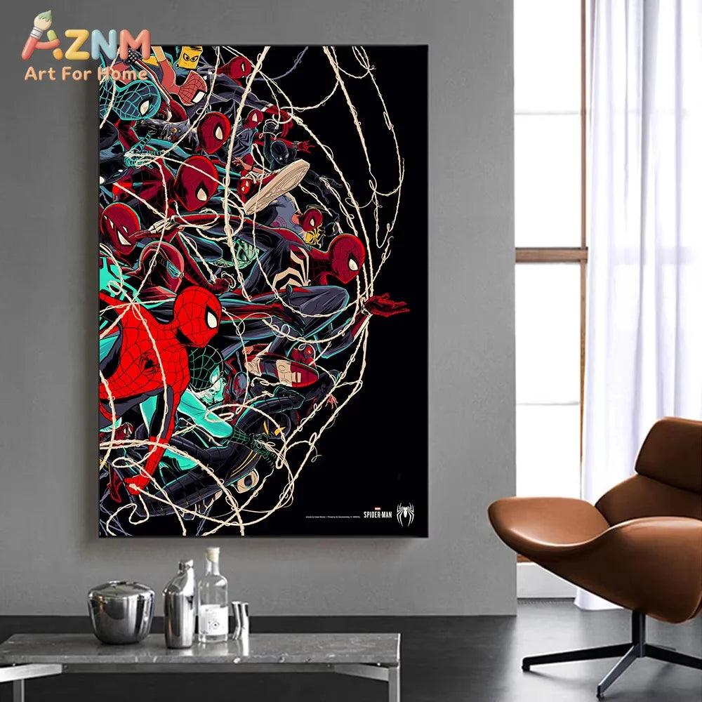 affiche murale spider man toile araignée moderne pop art chambre enfant superheroes decoration maison