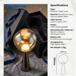 lampe table contemporaine argentée noire rechargeable LED portable chambre coucher