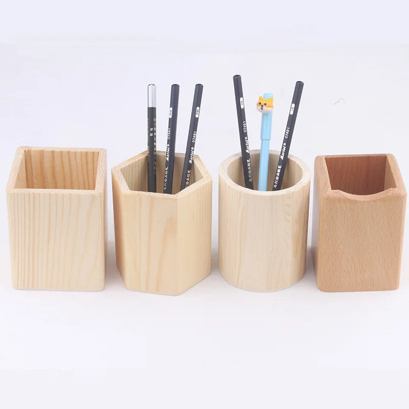 Pot à stylos bois rond vert clair