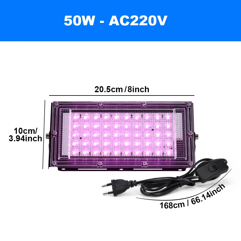 lampe led croissance végétale 50w 100w 150w violet noir moderne dimmer usb