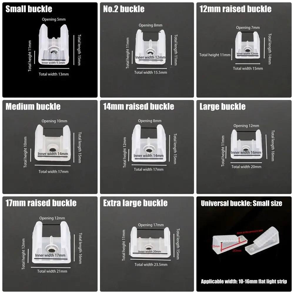 clips fixation ruban led transparent 6mm 8mm 10mm 12mm 14mm 16mm 18mm 20mm moderne