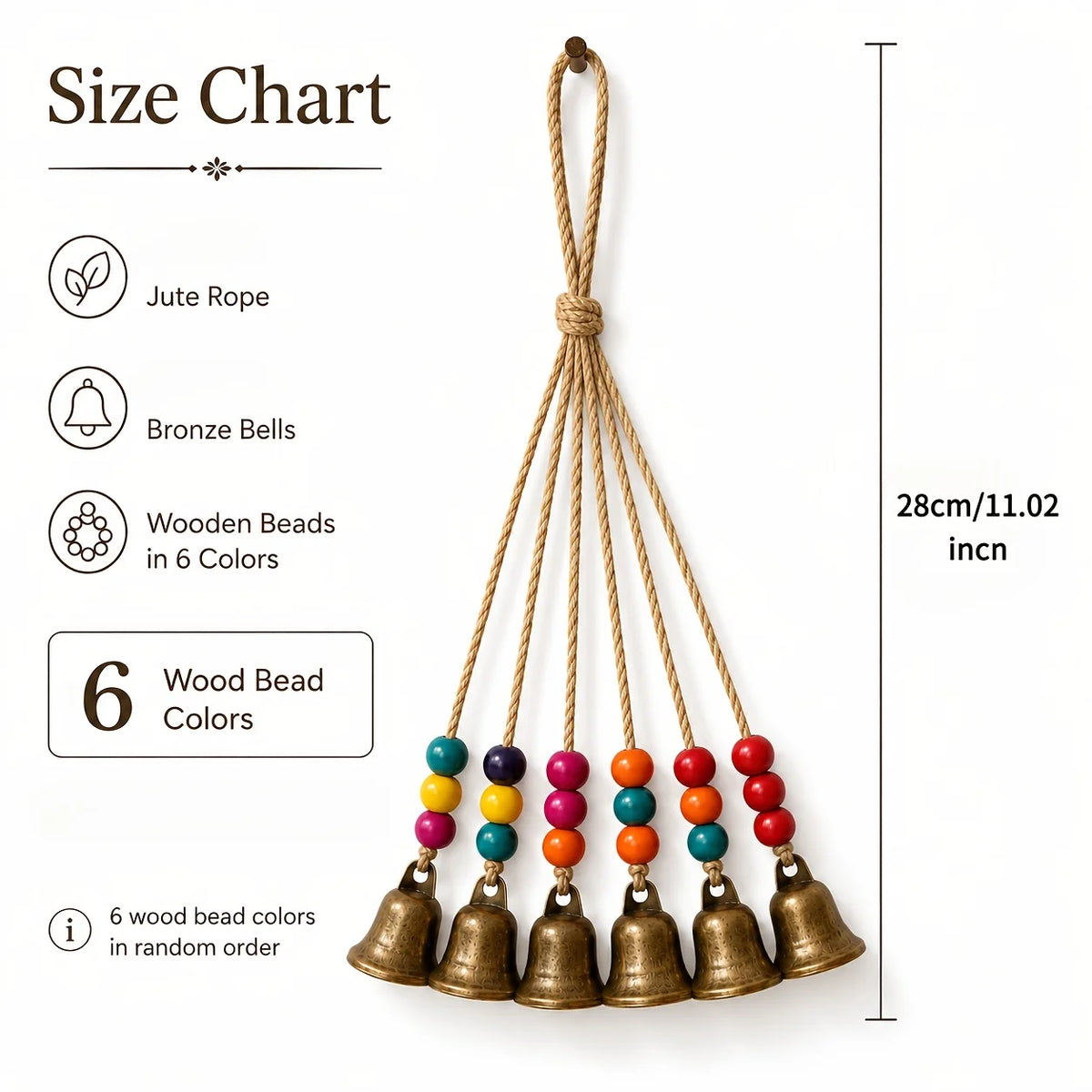 cloches boho bronze bois multicolores décoration suspendue patio maison rustic