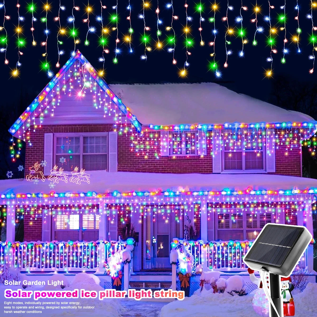 guirlande lumineuse multicolore led clips panneau solaire extérieur modernes décoration noël vacancesextérieur