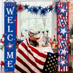 bannière décorative étoiles américaines welcome bleu blanc rouge fête anniversaire clips polyester 180cm