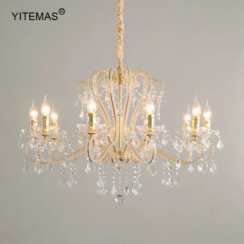 lustre doré cristal pendants élégant classique baroque suspension chambre salon
