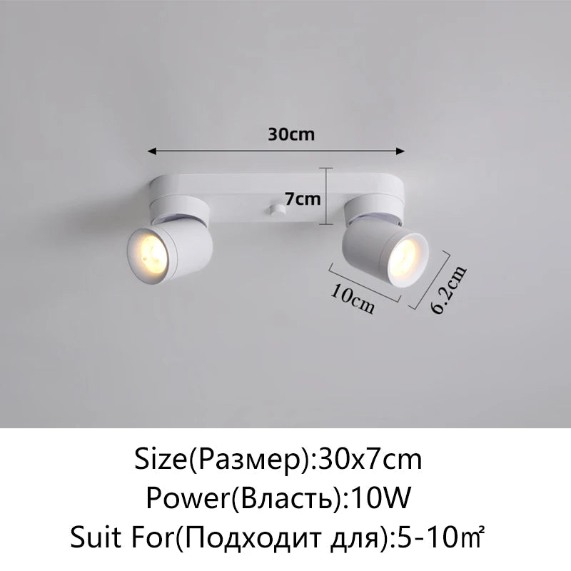 Spot LED moderne aluminium blanc interrupteur tactile têtes éclairage quotidien