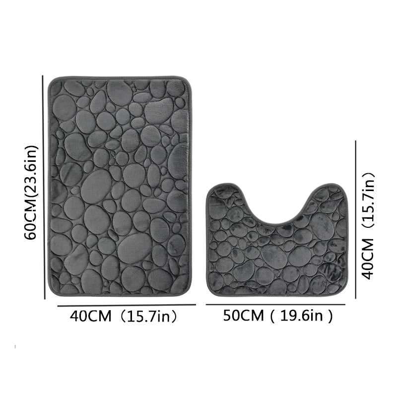 tapis bain moderne gris marron bleu marine texture cailloux respectueux environnement adhésif salon salle
