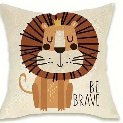 housse coussin animaux savane motif dessin animé enfant joyeux polyester peachskin 40x40cm 45x45cm 50x50cm