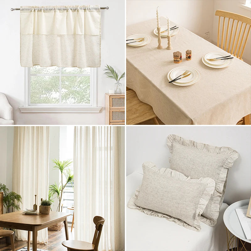 tissu coton lin beige texture naturelle rustique 150x50cm 150x100cm 150x200cmOpaque non visible