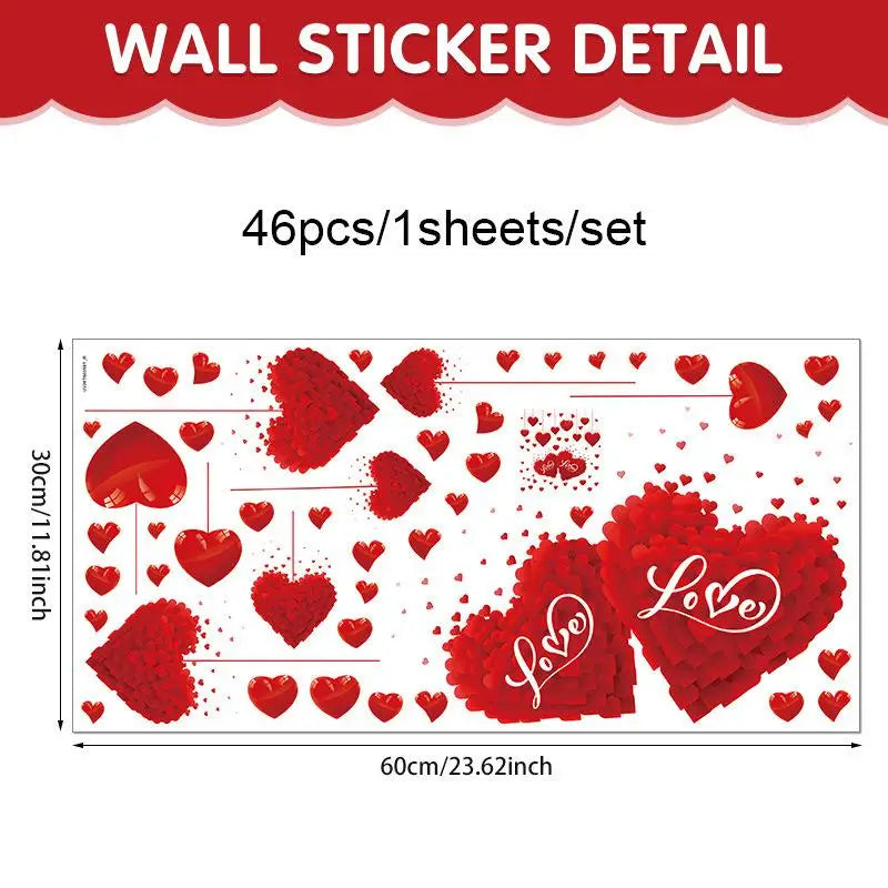 stickers muraux coeurs rouge blanc adhésifs décoration romantique fête saint valentin maison restaurant