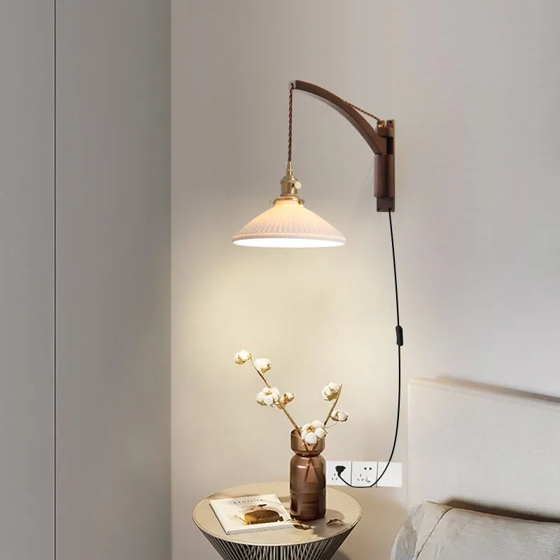 lampe murale moderne led blanc doré chambre entrée salle bain interrupteur mural câble électrique
