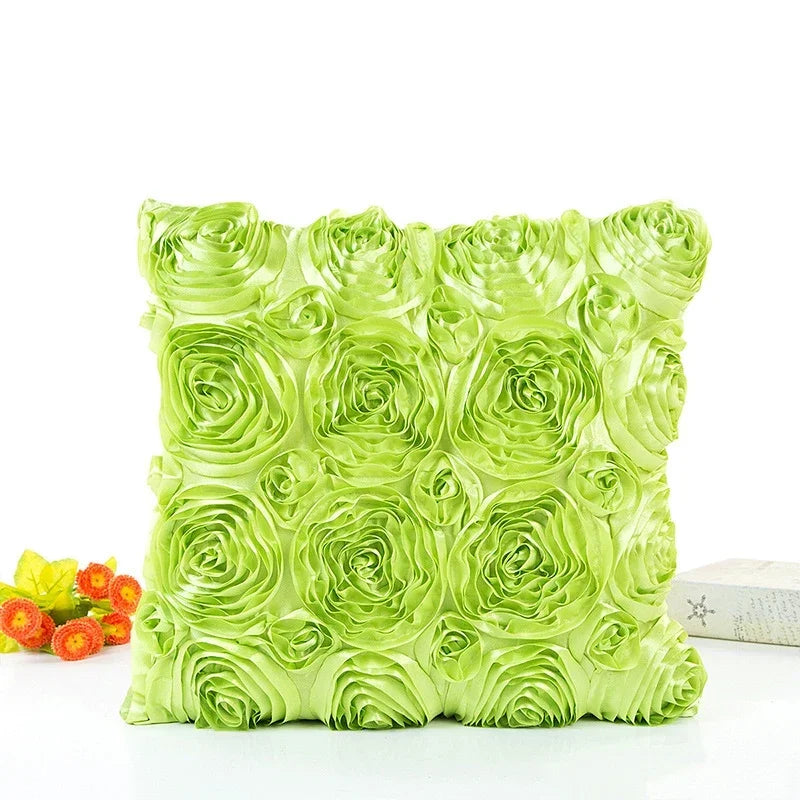 taies oreiller rose motif roses élégantes 40x40cm polyester fermeture glissière carreaux décoratifs rouges