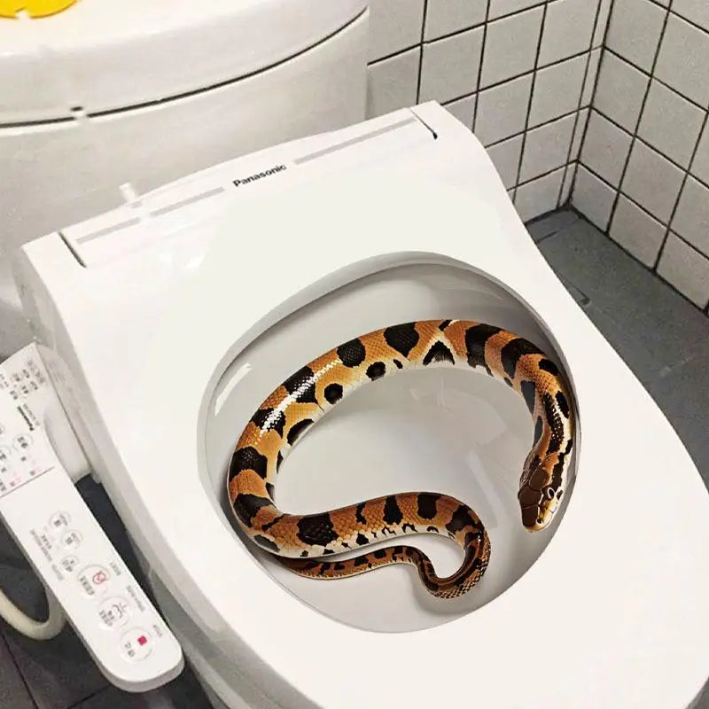 autocollant mural serpent rayures horizontales orange noir réaliste salle bains adhésif acrylique deco toilets