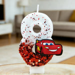 bougie numérique anniversaire lightning mcqueen disney glitter voiture forme chiffre blanc rouge