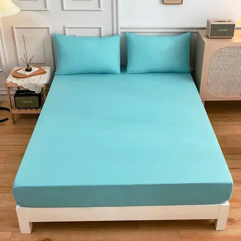 housse lit bleu marine gris blanc moderne uni coton perméable air simple