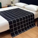 couverture tapis noir blanc grille moderne 110x150cm 160x230cm 200x230cm 230x250cm