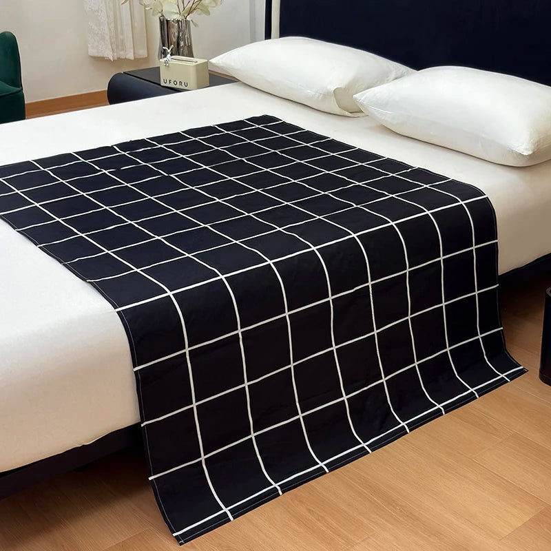 couverture tapis noir blanc grille moderne 110x150cm 160x230cm 200x230cm 230x250cm