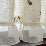 rideau cuisine beige fleurs semi transparent rustique rubans bas 100x60cm 150x60cm 180x60cm