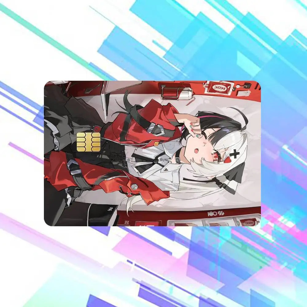 adhésif décoratif cartes bancaires dessin animé personnages motifs waterproof réutilisable noir blanc rouge gris