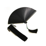 éventail danse bambou handmade kimono fan classique noir rouge rayures tassel