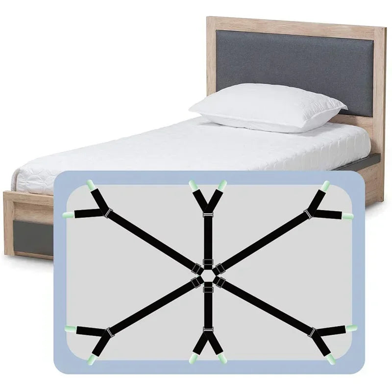 attaches draps lit clips élastiques réglables noir blanc minimalistes fonctionnelles